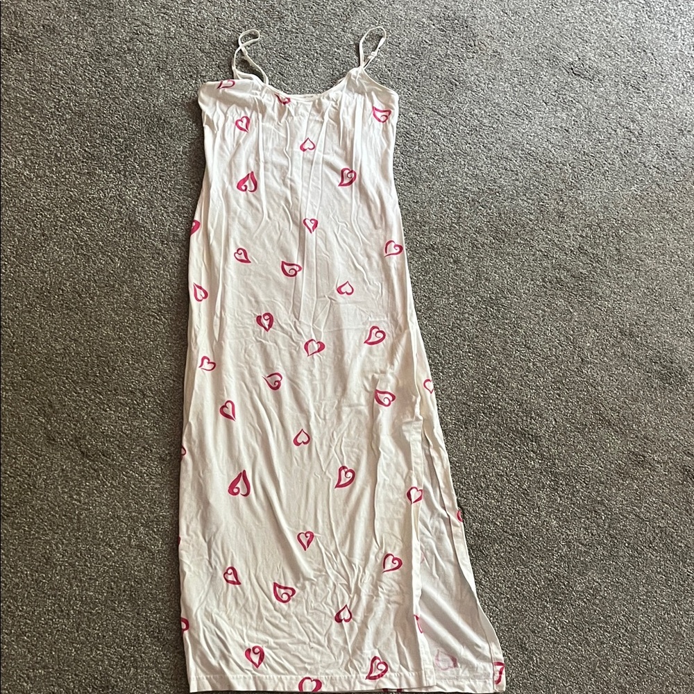 Victoria's Secret White and Pink Heart Gown with slit on one side